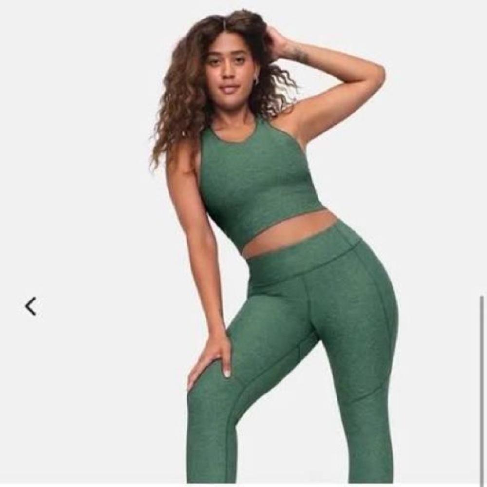 Outdoor voices green slash-back cropped tank size M